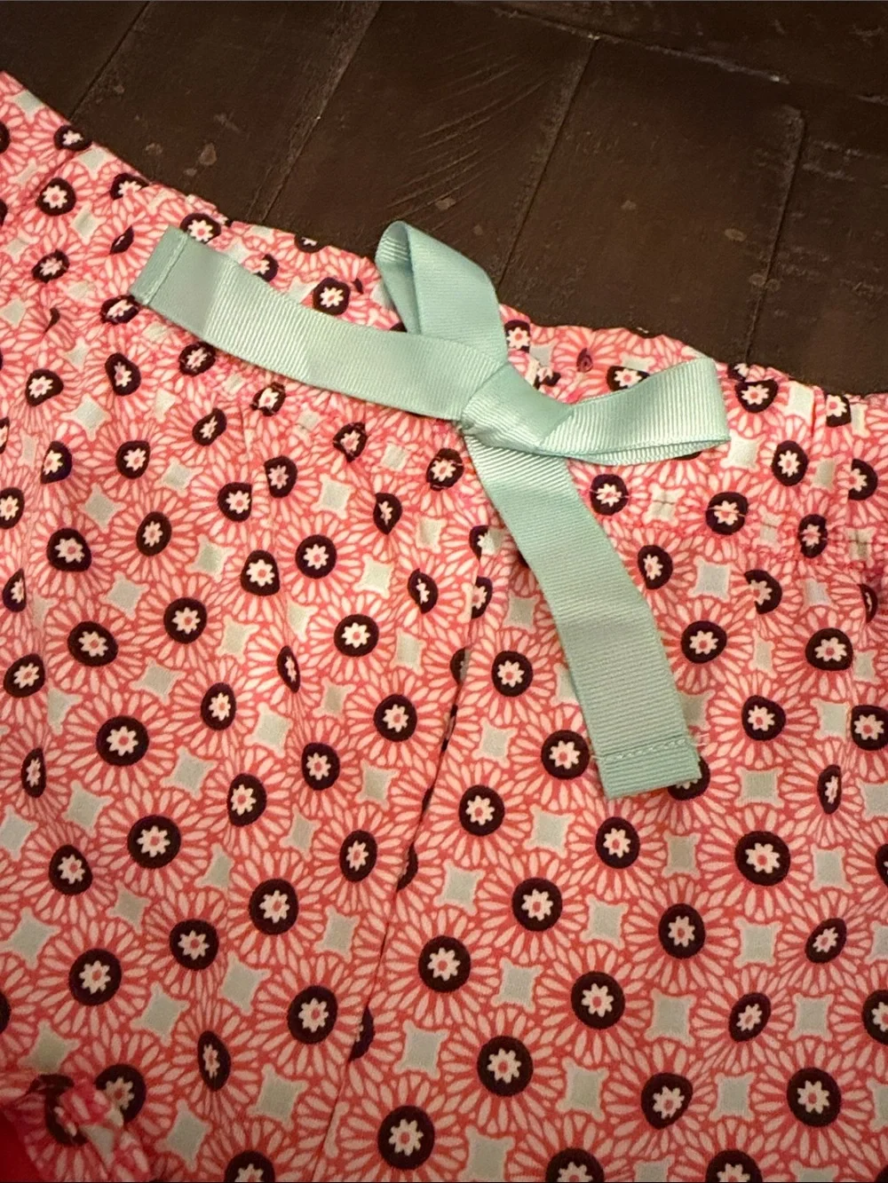 Lands' End Coral Pink Long-Sleeve Pajama Set with Printed Pants